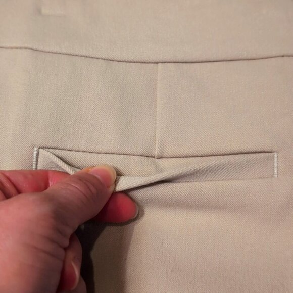 3/$20 Cynthia Rowley Khaki Pencil Skirt Side Stripe Contrast Contour Above Knee - Picture 7 of 10